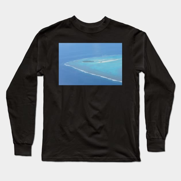 Aitutaki Lagoon Motu Maina Aerial View Long Sleeve T-Shirt by KaSaPo